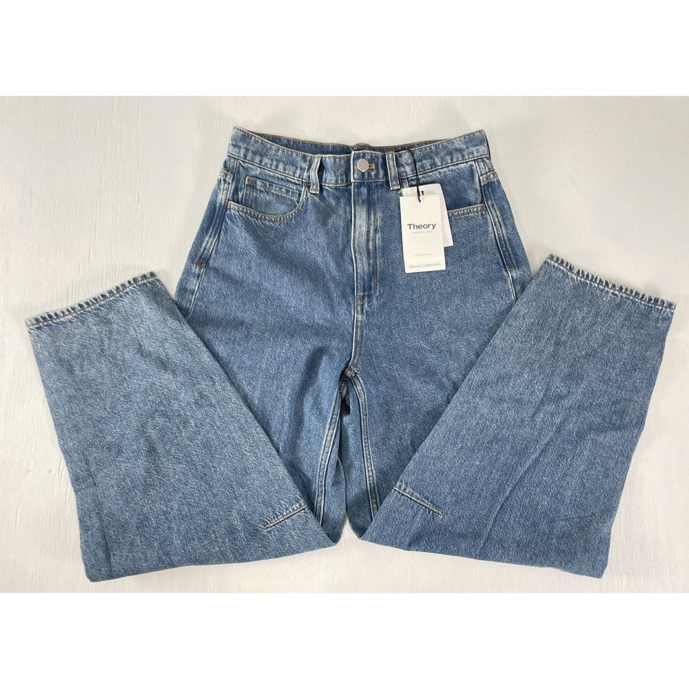 NEW Theory Jeans Women's 27‎ Ice Blue Relaxed Denim Drop Curve P0104212